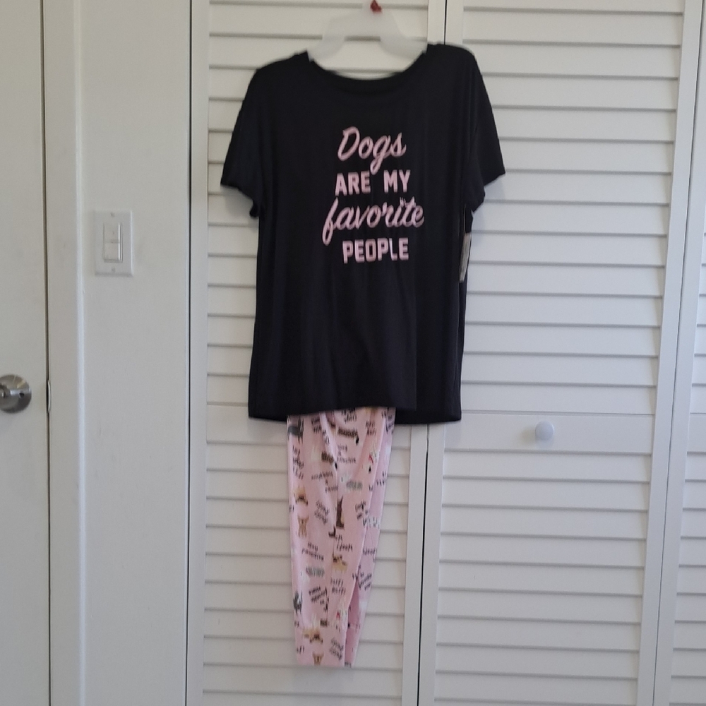 Black and Pink Dog Lover Pajama Set